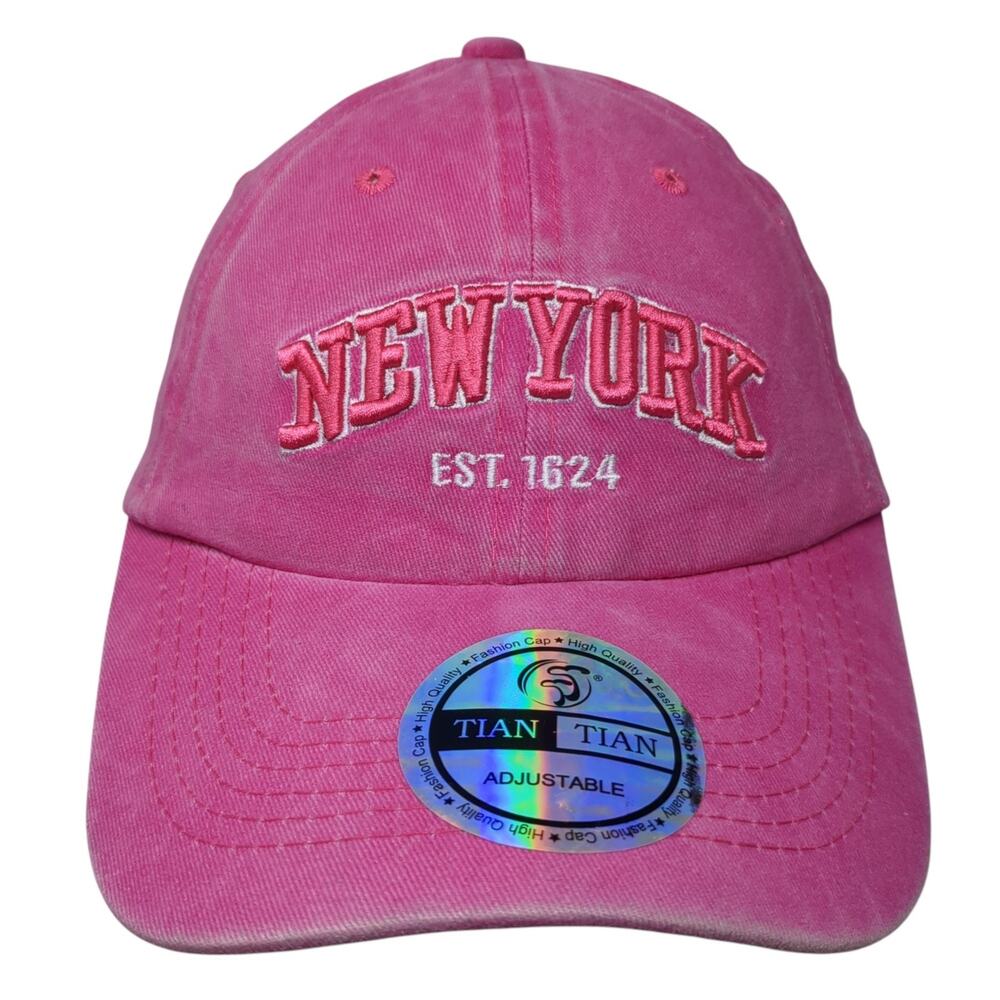 New York Est. 1624 Slideback Baseball Cap Pink One Size Adjustable Tian Tian